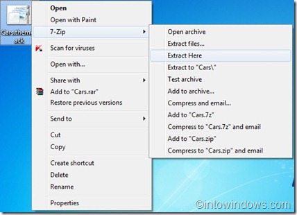 extract windows 7 themepack using 7zip