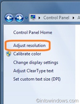 adjust resolution