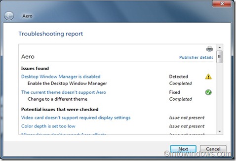 Troubleshooting report