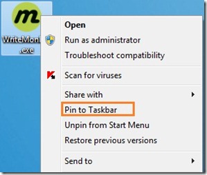 Pin to taskbar