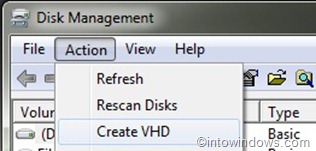 Create VHD in Windows 7