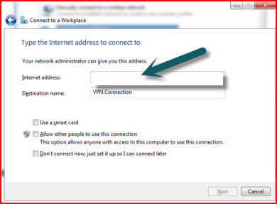 computer name or IP address VPN windows 7