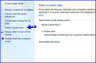 Windows seven laptop power plan