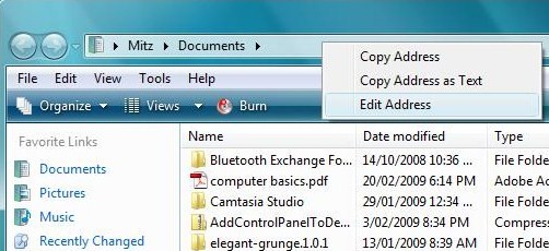 folder path in Windows Vista