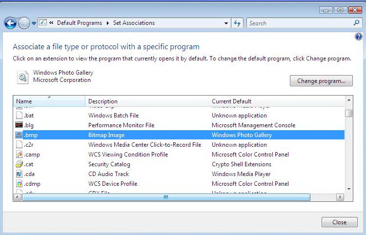 windows vista change open file program