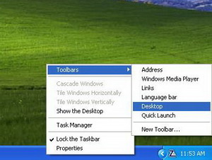 add a menu to the taskbar