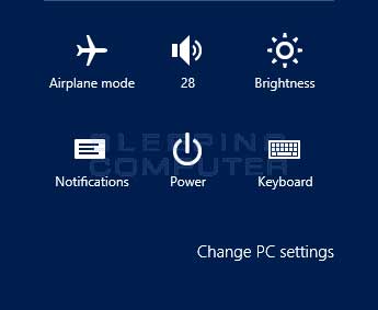 Settings Charm Bar