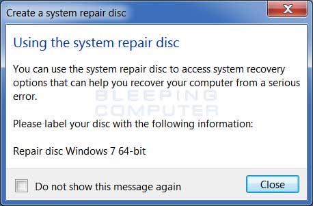 Windows 7 disc finished