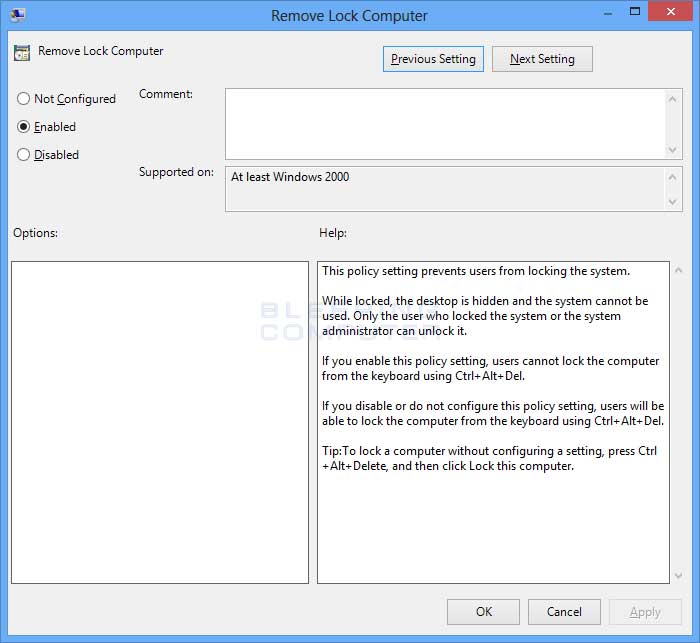 Remove Lock Computer policy