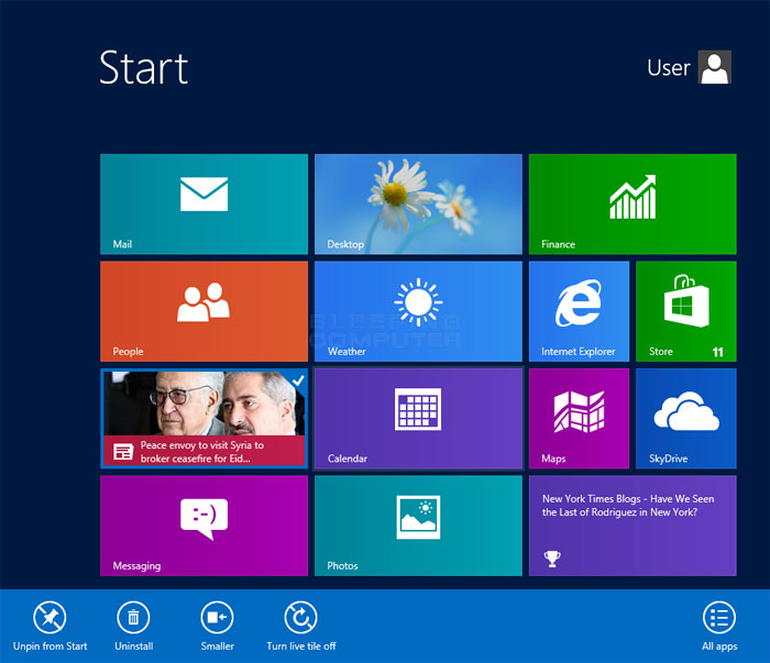 Windows 8 Tiles Settings