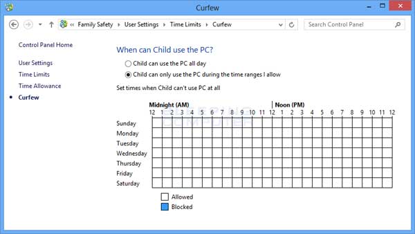 Time Curfew restrictions