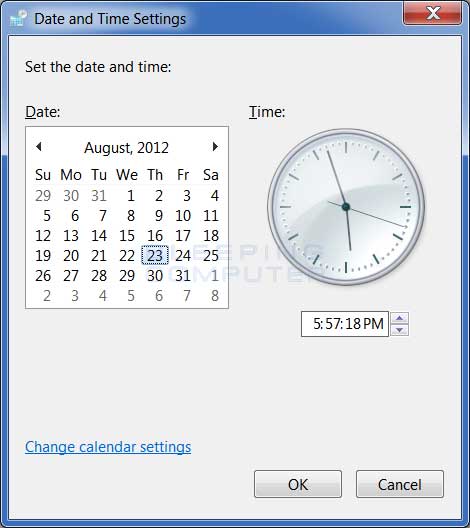 Windows 7 Date and Time Properties