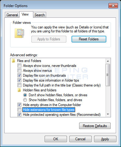 Folder Options Control Panel