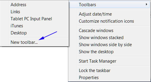 New toolbar menu option