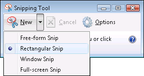 Select the Rectangular Snip in Vista