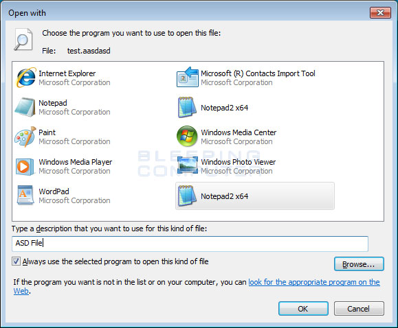 Choose program dialog