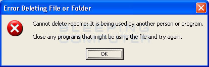 Error deleting file or folder