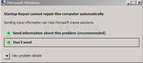 Could not repair automatically