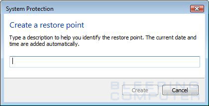 Enter title for manual restore point