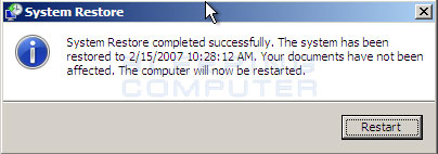 System Restore needs to restart your computer