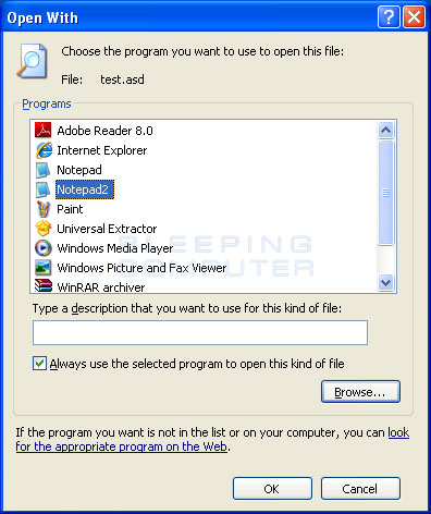 Choose program dialog