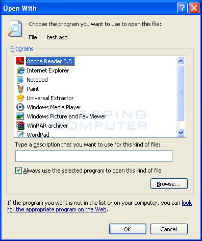 Choose program dialog