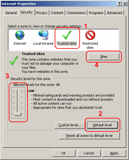 Internet Properties window