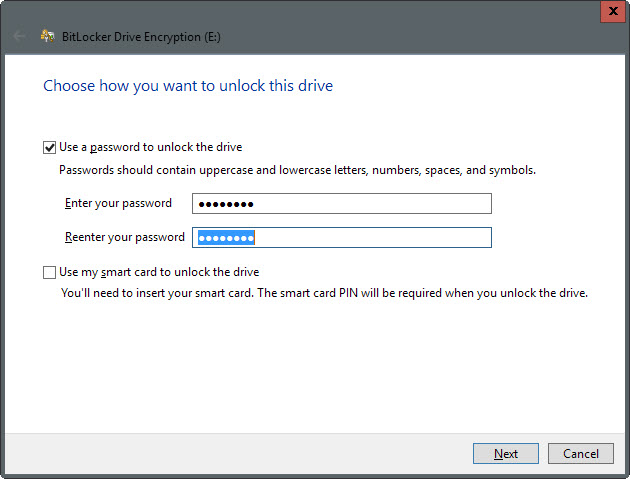 bitlocker encrypt drive