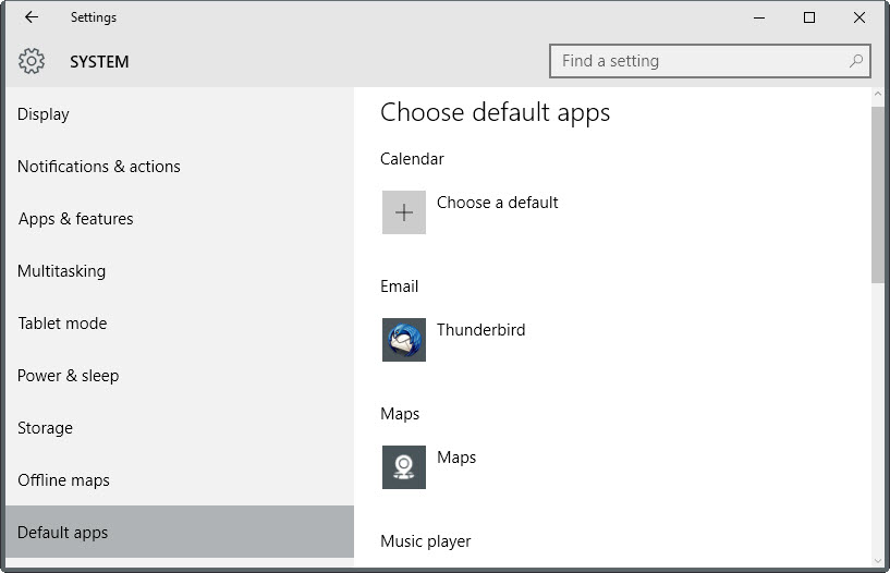 default apps