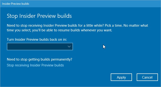 stop windows insider builds