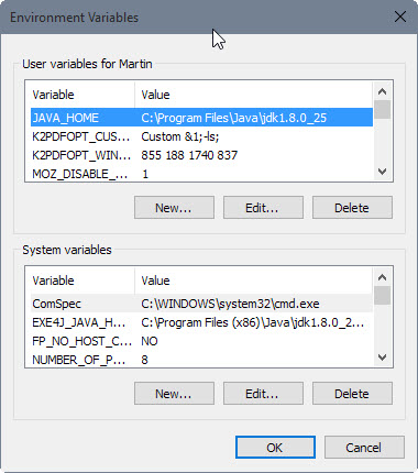 environment variables