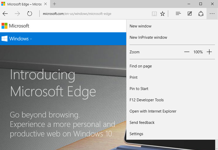 microsoft edge new window