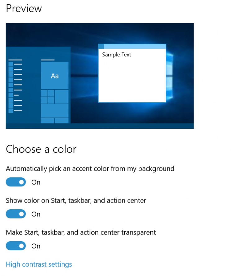 windows 10 title color