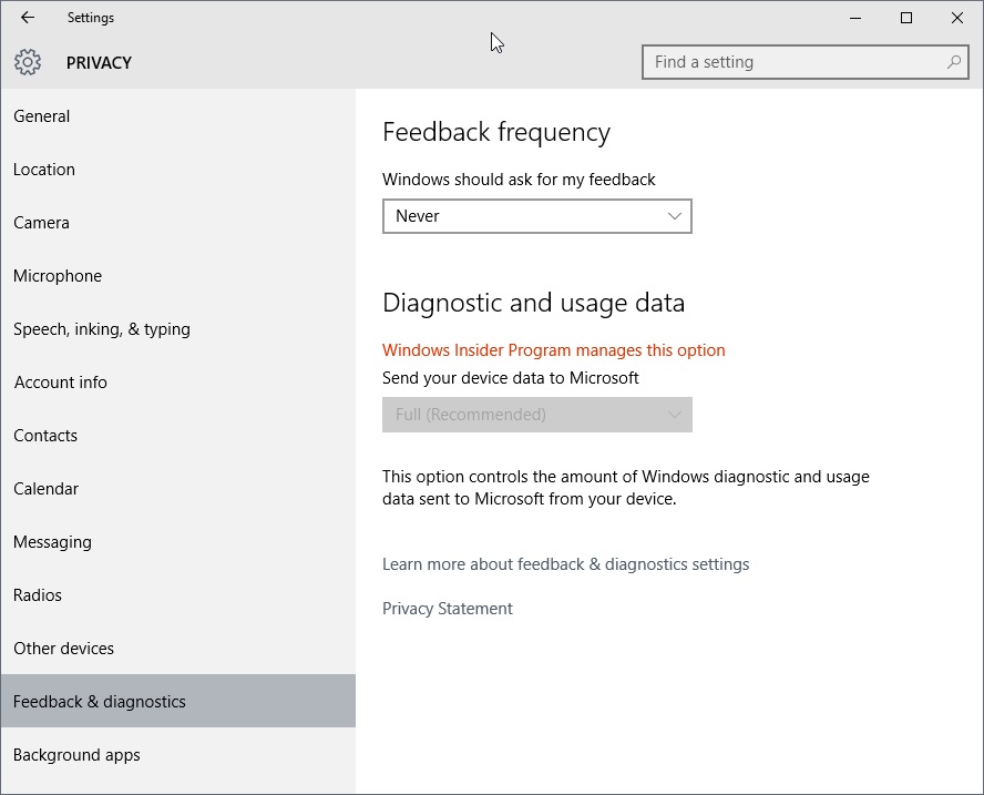 feedback diagnostics