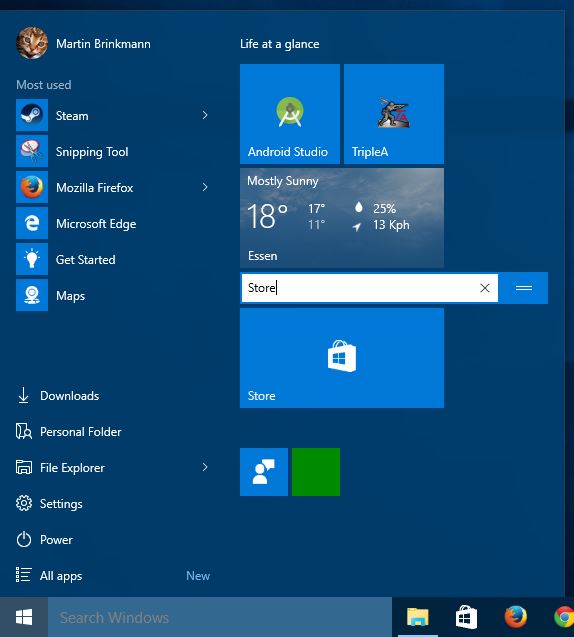 small start menu titles