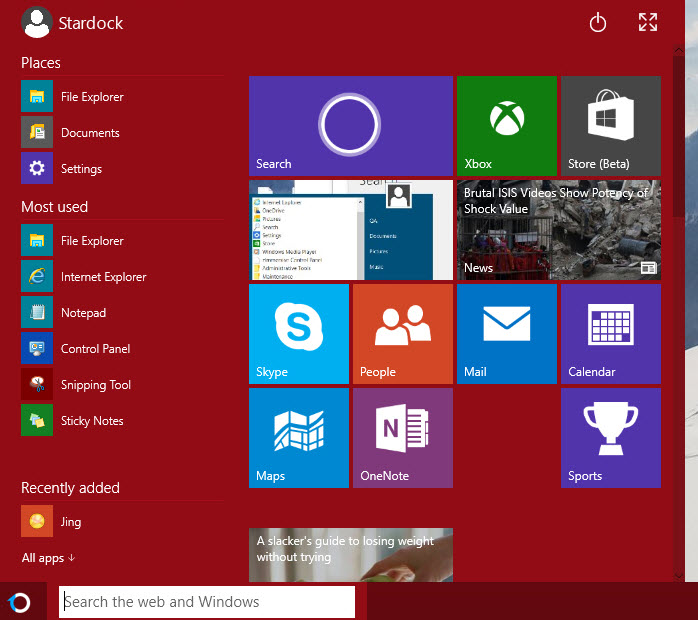 windows 10 start menu