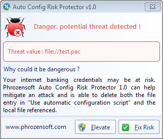 proxy auto config risk protector