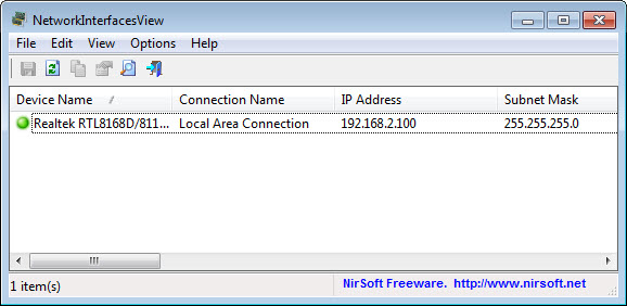 network interfaces view screenshot