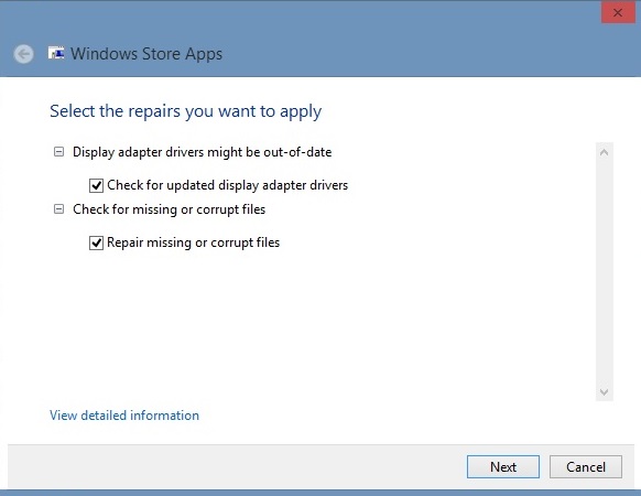 repair windows 8 apps screenshot