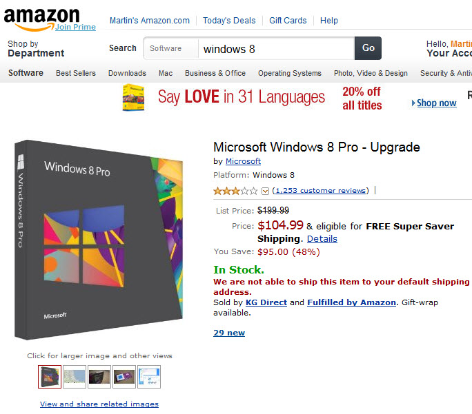 windows 8 pro upgrade discount screenshot