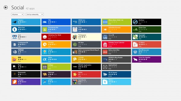 windows store apps listing