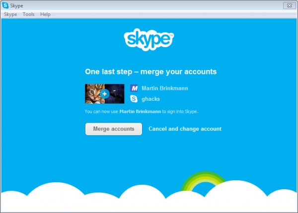 merge skype account