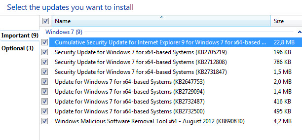 windows updates august 2012