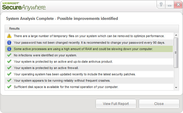 webroot system analyzer