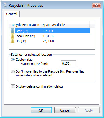 display delete confirmation dialog