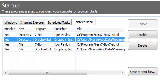 context menu ccleaner