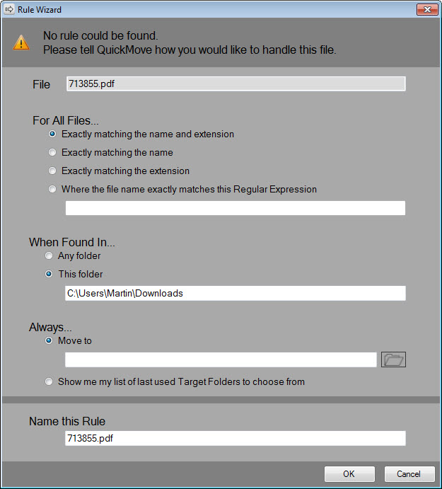 quickmove move files rules