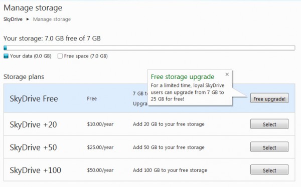 skydrive storage