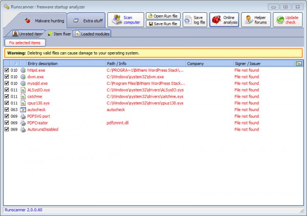 runscanner freeware startup analyzer