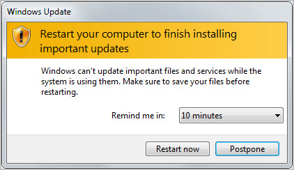 restart your computer to finish installing important updates